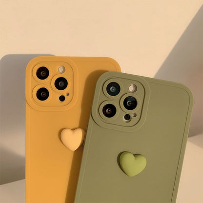 Korean 3D Heart Soft Cute Phone Cases For iPhone 14 13 12 11 Pro Max XS X XR 7 8 Plus SE - Touchy Style .