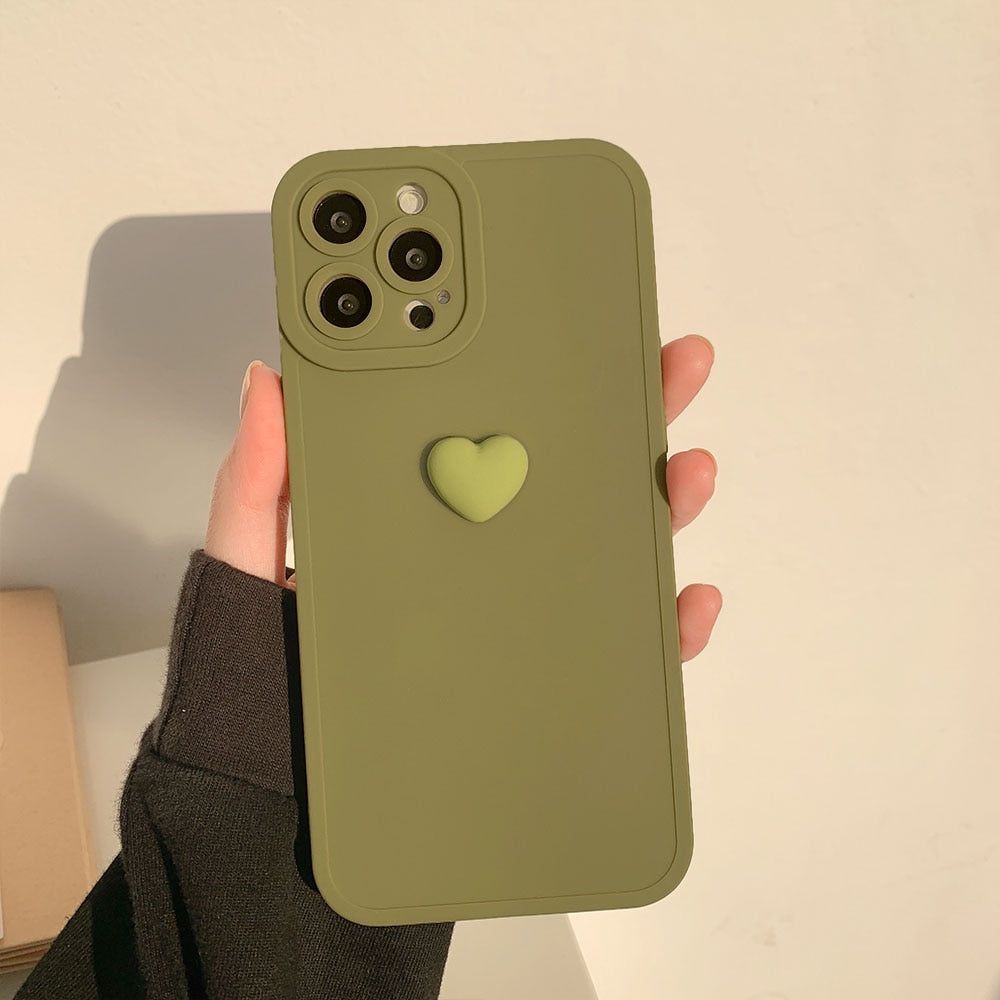 Korean 3D Heart Soft Cute Phone Cases For iPhone 14 13 12 11 Pro Max XS X XR 7 8 Plus SE - Touchy Style .