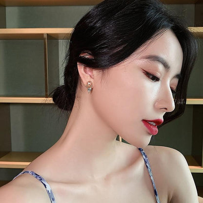 Korean Geometric Metal Charm Stud Earrings - GQ121 Stylish Jewelry - Touchy Style .