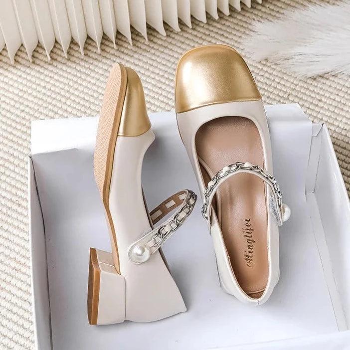 Lhked Korean Style Comfort High Heel Shoes Pointed Toe Thick Heel Shallow  Mouth Single Shoes Women Party Dress Shoes 4.5 - Walmart.com