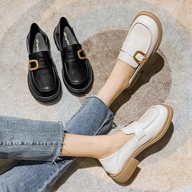 Korean Style Leather Loafers: Women&