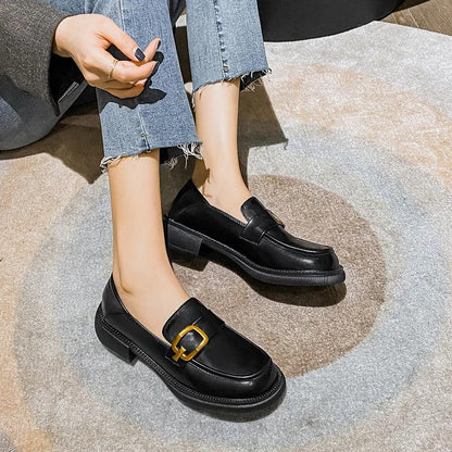 Korean Style Leather Loafers: Women&