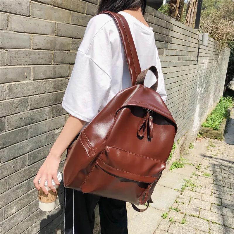 Large Capacity Leather School Bags - Teenager Cool Backpack WV1248 - Touchy Style .