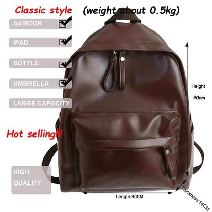 Large Capacity Leather School Bags - Teenager Cool Backpack WV1248 - Touchy Style