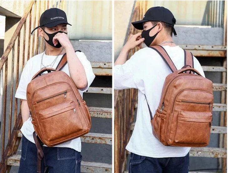 LC3595 Cool Backpack - Leather Schoolbag For Teenagers Boys - Touchy Style