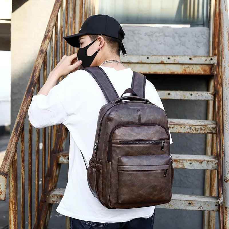 LC3595 Cool Backpack - Leather Schoolbag For Teenagers Boys - Touchy Style