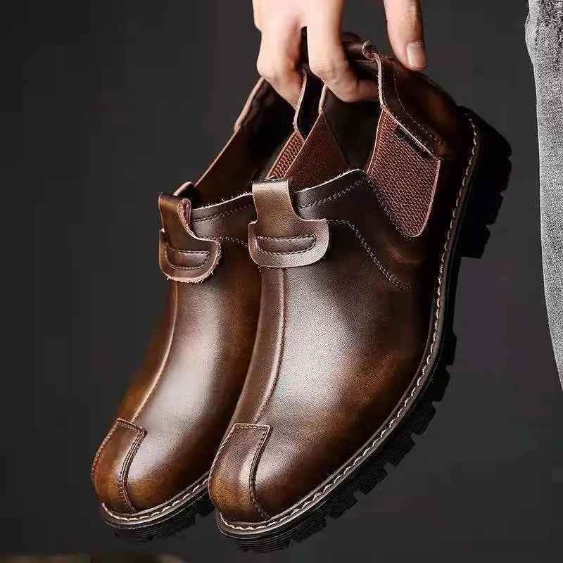 Leather Ankle Boots Brown Men&