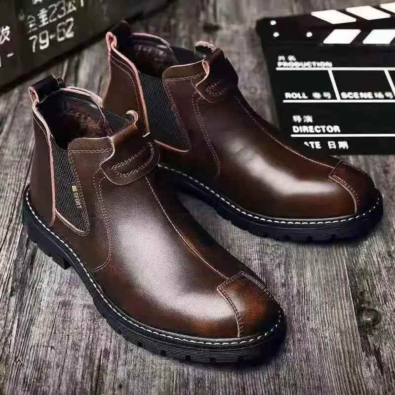 Leather Ankle Boots Brown Men&