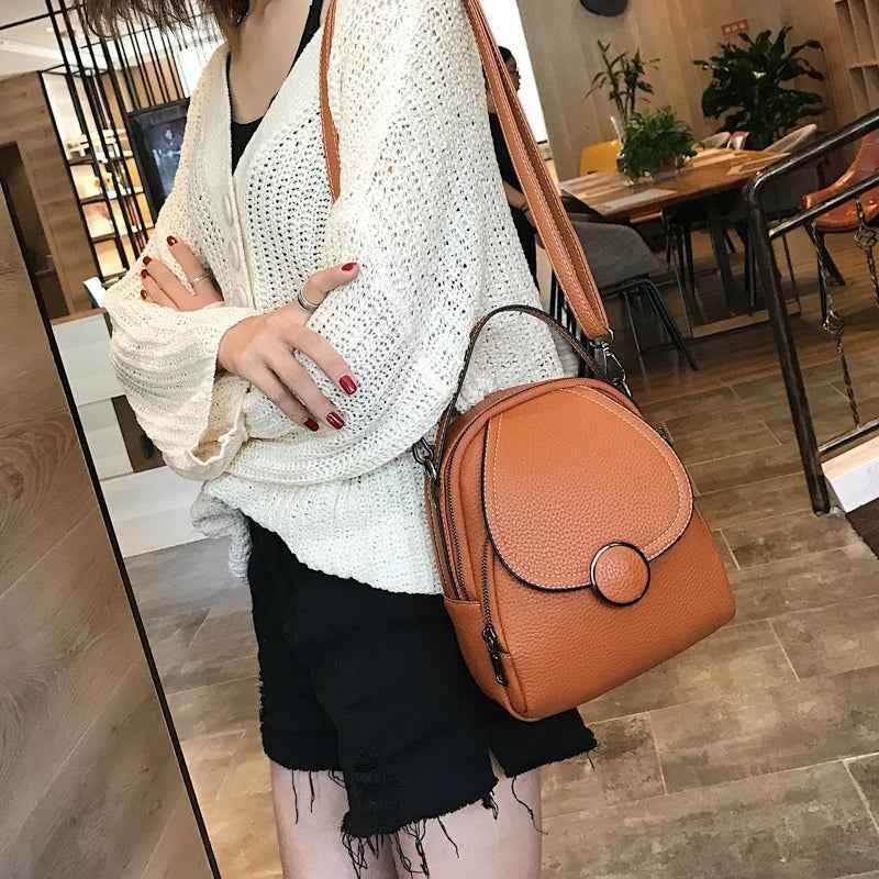 Leather Cool Backpack Mini Soft Touch Multi-Function Small Backpack - Touchy Style