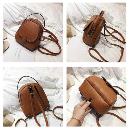 Leather Cool Backpack Mini Soft Touch Multi-Function Small Backpack - Touchy Style .