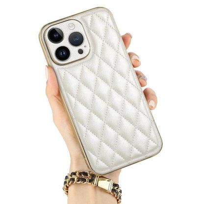 Leather Cute Phone Case for iPhone 14 Plus, 13 Pro Max, and 12 Pro - Gold Plating - Touchy Style .