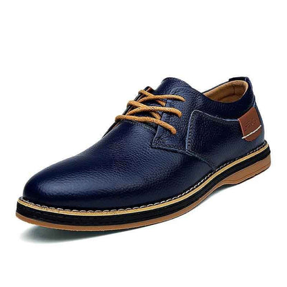 Leather Flats Breathable Oxford Brown Men&