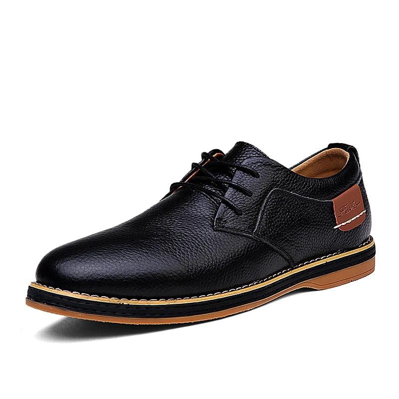 Leather Flats Breathable Oxford Brown Men&