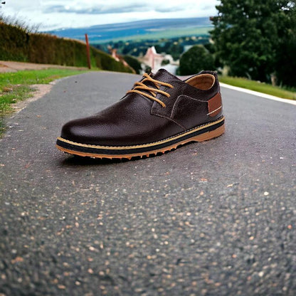 Leather Flats Breathable Oxford Brown Men&