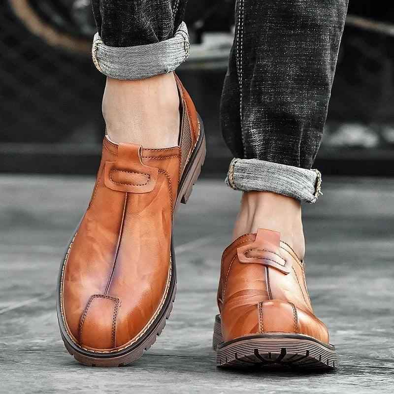 Leather Flats Oxford Brown Men&