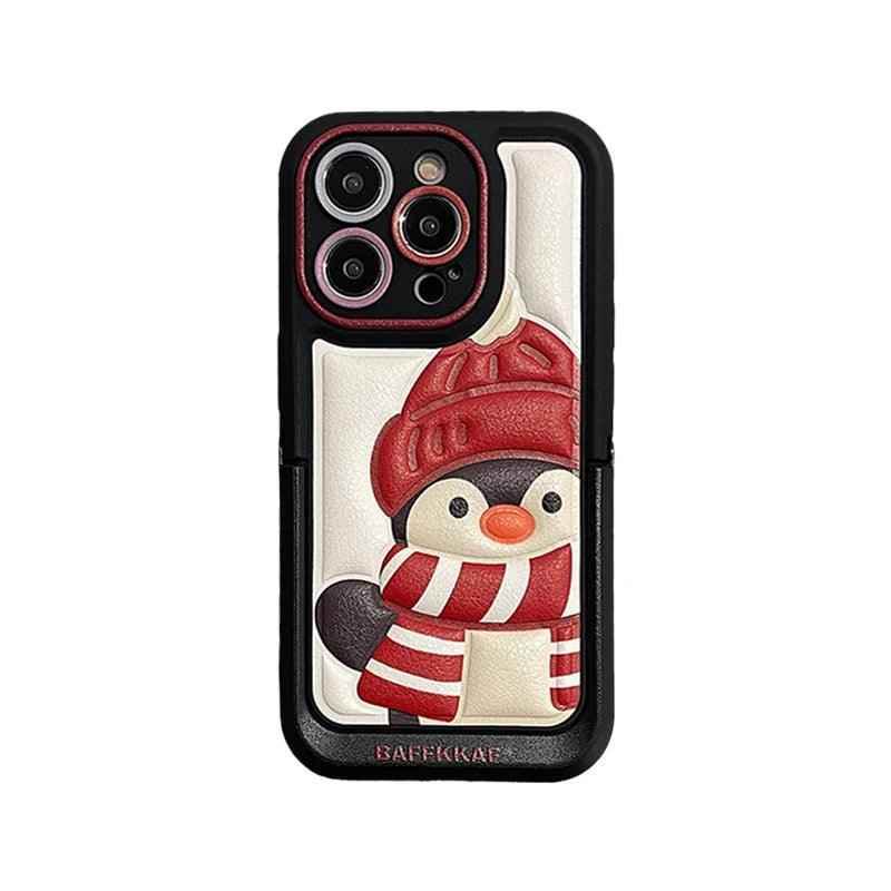 Leather Funny Penguin Puppy - Cute Phone Case ICPC For iPhone 15 Pro Max, 14, 13, 11, 12, or 15 Plus - Touchy Style .