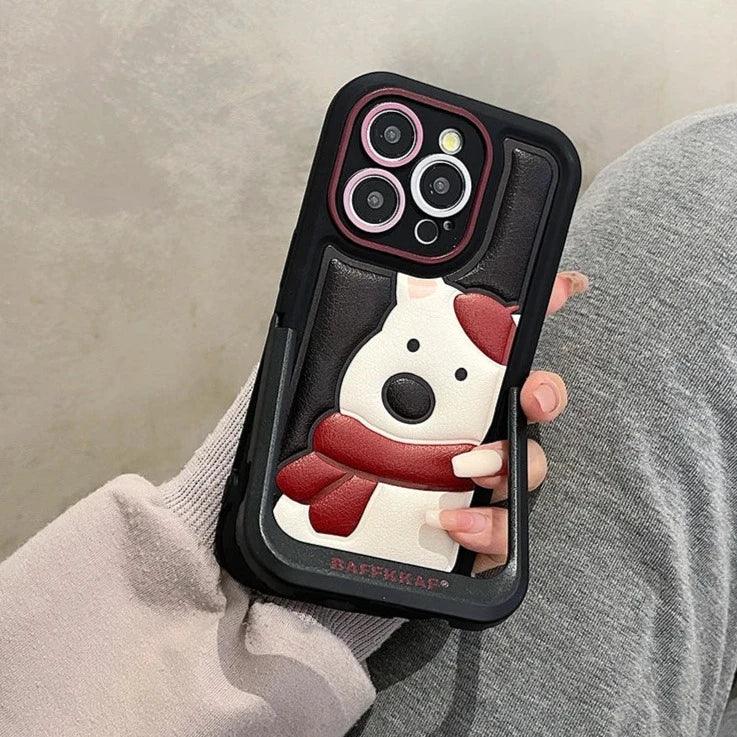 Leather Funny Penguin Puppy - Cute Phone Case ICPC For iPhone 15 Pro Max, 14, 13, 11, 12, or 15 Plus - Touchy Style .