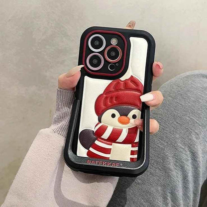 Leather Funny Penguin Puppy - Cute Phone Case ICPC For iPhone 15 Pro Max, 14, 13, 11, 12, or 15 Plus - Touchy Style