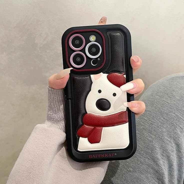 Leather Funny Penguin Puppy - Cute Phone Case ICPC For iPhone 15 Pro Max, 14, 13, 11, 12, or 15 Plus - Touchy Style .