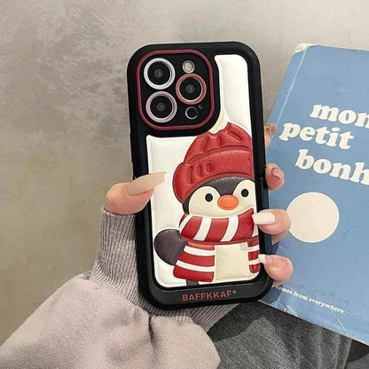 Leather Funny Penguin Puppy - Cute Phone Case ICPC For iPhone 15 Pro Max, 14, 13, 11, 12, or 15 Plus - Touchy Style .