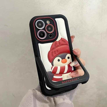 Leather Funny Penguin Puppy - Cute Phone Case ICPC For iPhone 15 Pro Max, 14, 13, 11, 12, or 15 Plus - Touchy Style