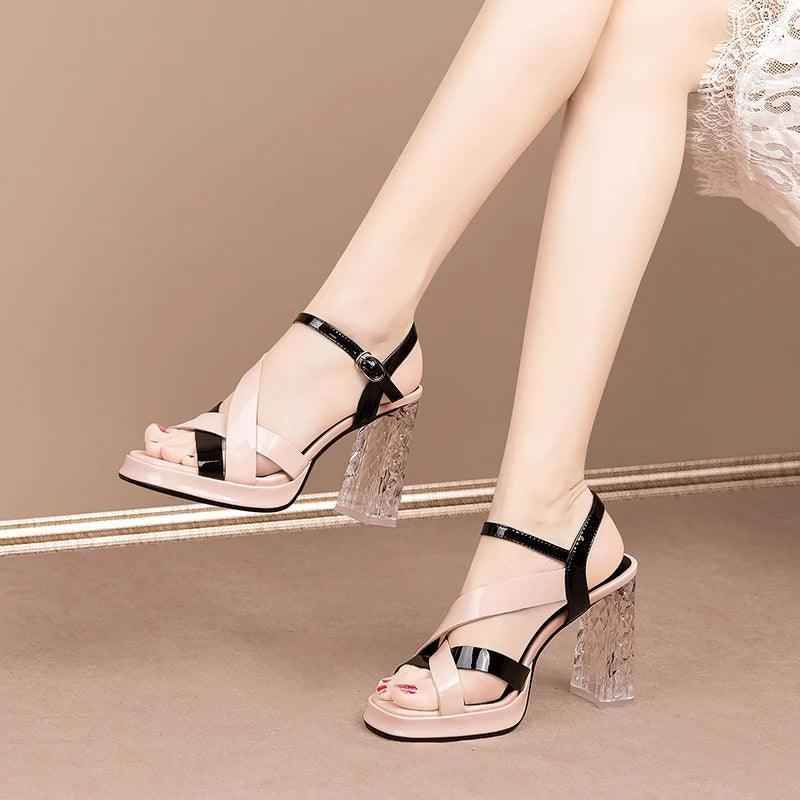 Leather High Heels Sandals Pumps - TSS106 Women&