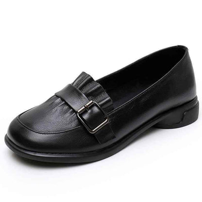 Leather Low Heels Loafers - Women&