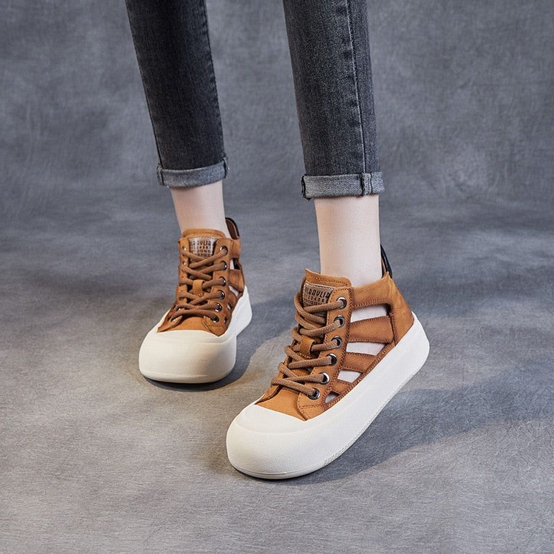 Leather Sneakers Sandals - Women&