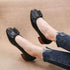 Leather Square Toe Pumps - Women&