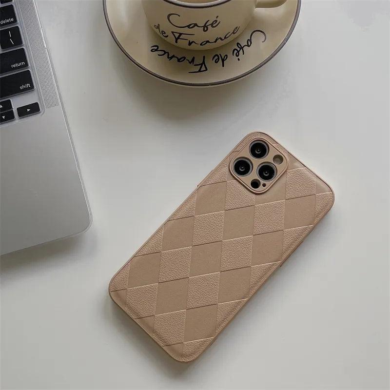 Leather Texture Cute Phone Cases For iPhone 14 13 12 11 Pro Max XR X XS 11 7 8 Plus 13 11 Pro - Touchy Style .