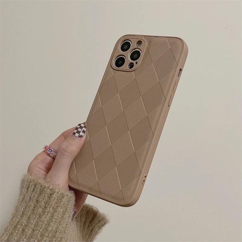 Leather Texture Cute Phone Cases For iPhone 14 13 12 11 Pro Max XR X XS 11 7 8 Plus 13 11 Pro - Touchy Style .