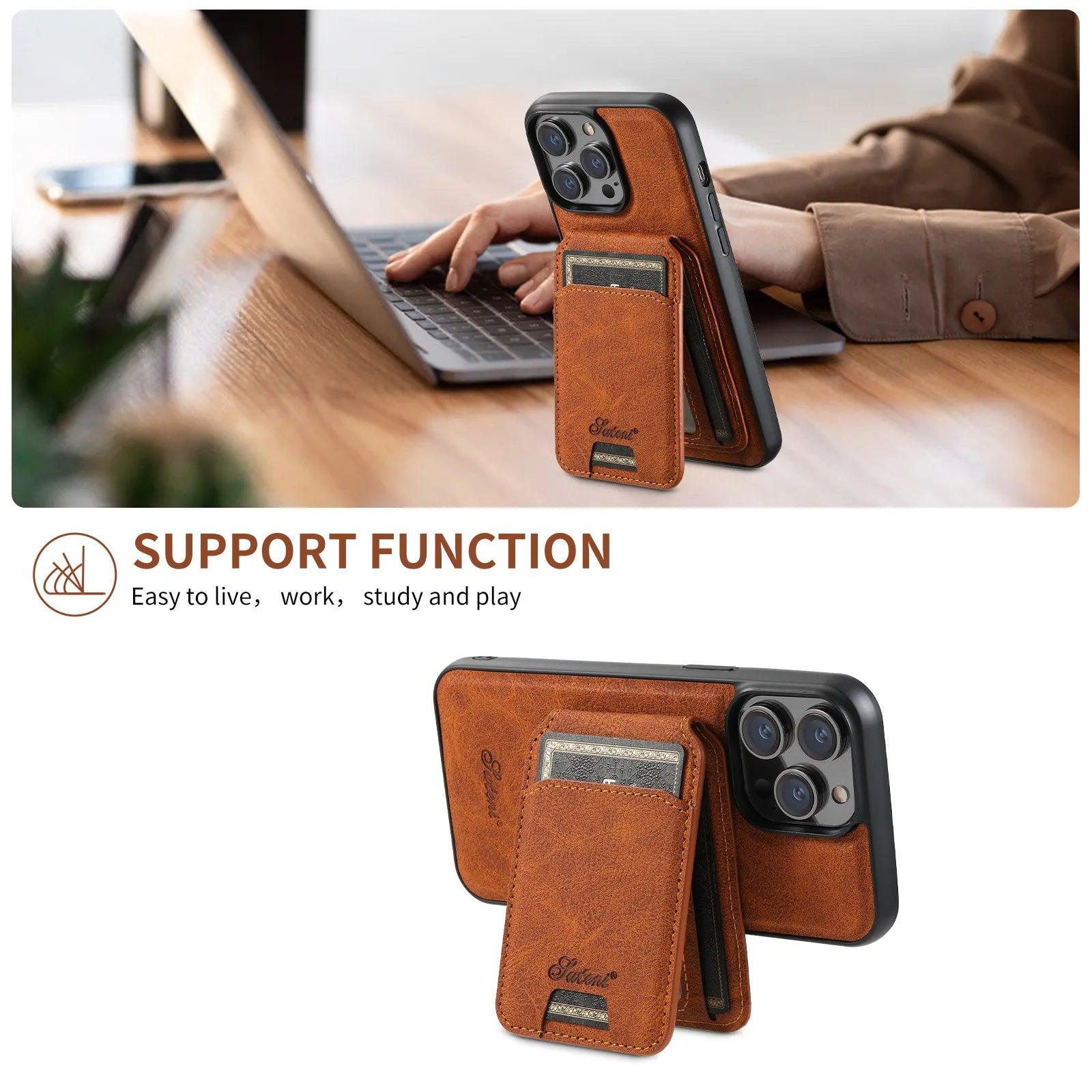 Leather Wallet ACPC317 Cute Phone Case For iPhone 12, 13, 14, and 15 Pro Max Plus - Magnetic Pocket - Touchy Style .