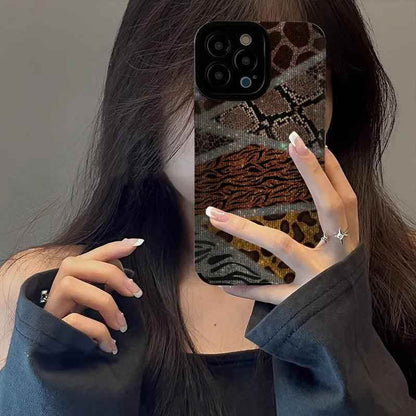Leopard Print Patchwork Cute Phone Case For iPhone 14, 13, 12, 11 Pro Max, 14 Plus, 12, 13 Mini, X, XR, XS Max, 7, 8 Plus - Touchy Style