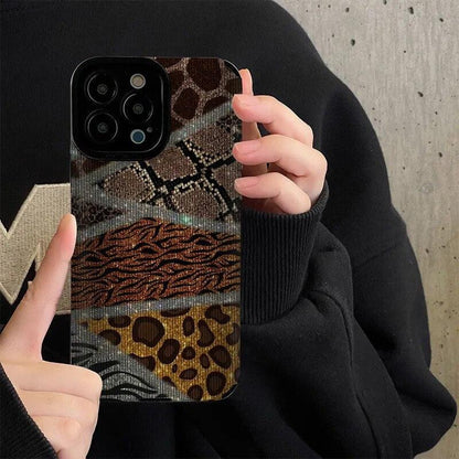 Leopard Print Patchwork Cute Phone Case For iPhone 14, 13, 12, 11 Pro Max, 14 Plus, 12, 13 Mini, X, XR, XS Max, 7, 8 Plus - Touchy Style .