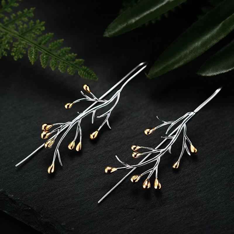 LFJB0047 Drop Earring Charm Jewelry - 925 Sterling Silver - Creative Tree - Touchy Style