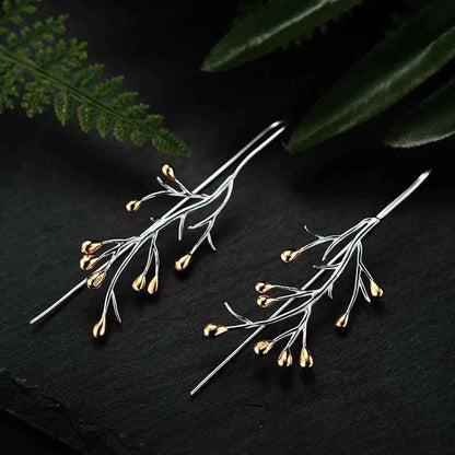 LFJB0047 Drop Earring Charm Jewelry - 925 Sterling Silver - Creative Tree - Touchy Style