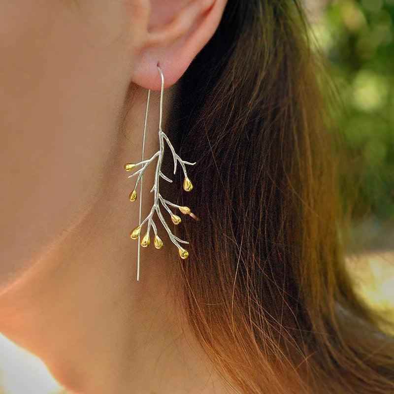 LFJB0047 Drop Earring Charm Jewelry - 925 Sterling Silver - Creative Tree - Touchy Style