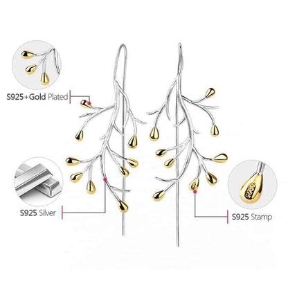 LFJB0047 Drop Earring Charm Jewelry - 925 Sterling Silver - Creative Tree - Touchy Style