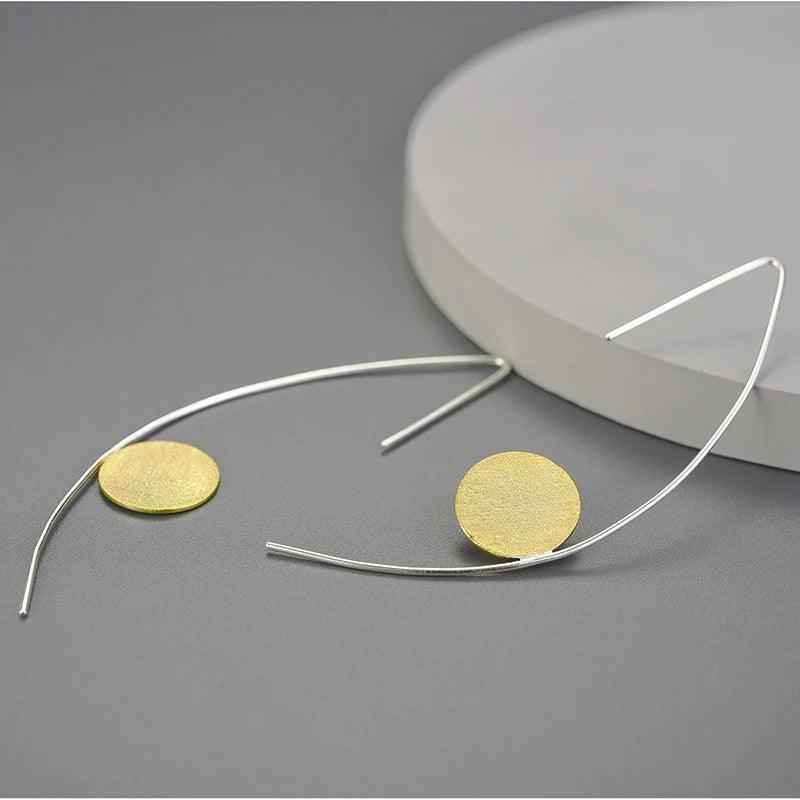 LFJB0159: Minimalism in 925 Sterling Silver – Geometric Drop Earrings Charm Jewelry - Touchy Style .