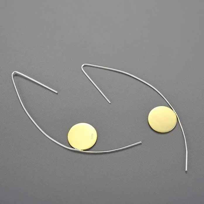 LFJB0159: Minimalism in 925 Sterling Silver – Geometric Drop Earrings Charm Jewelry - Touchy Style .