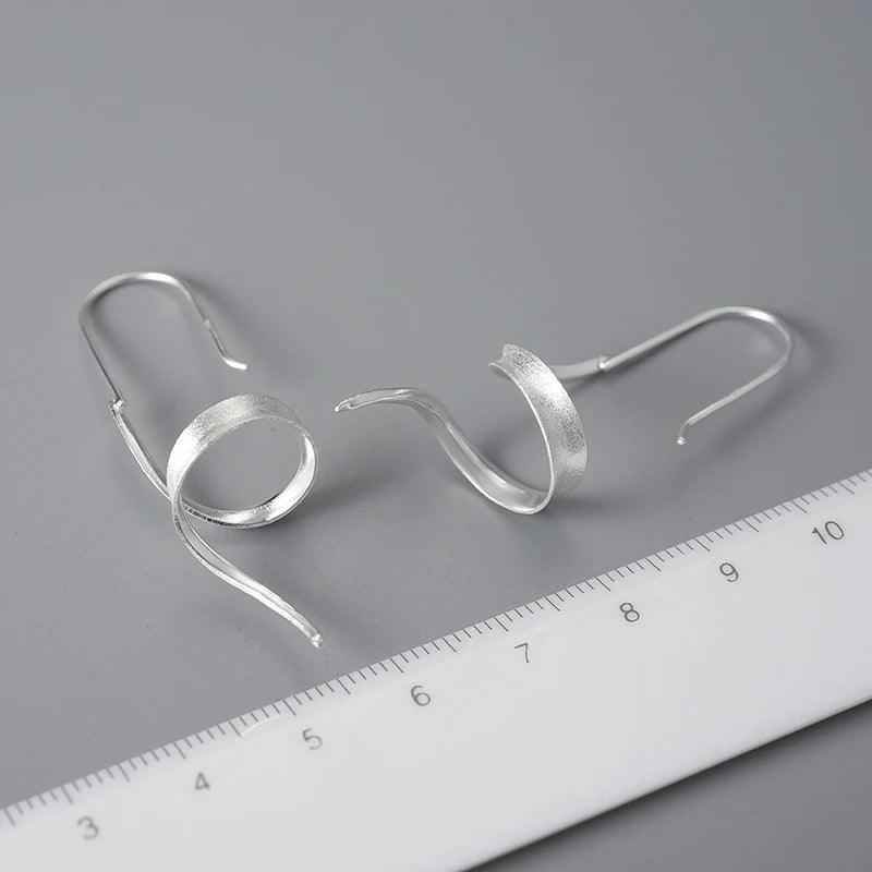 LFJB0283 Curved Lines Asymmetrical Drop Earring Charm Jewelry 925 Sterling Silver - Touchy Style