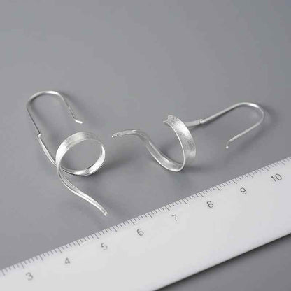 LFJB0283 Curved Lines Asymmetrical Drop Earring Charm Jewelry 925 Sterling Silver - Touchy Style