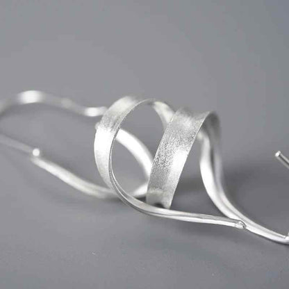 LFJB0283 Curved Lines Asymmetrical Drop Earring Charm Jewelry 925 Sterling Silver - Touchy Style