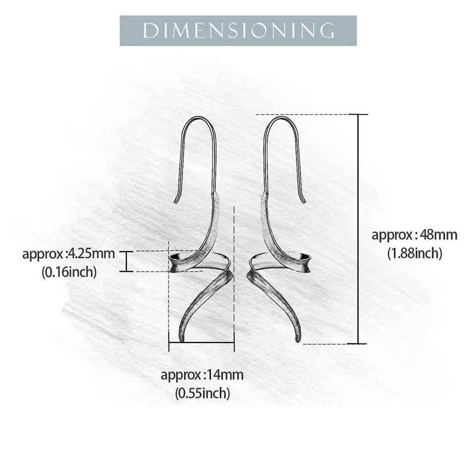 LFJB0283 Curved Lines Asymmetrical Drop Earring Charm Jewelry 925 Sterling Silver - Touchy Style