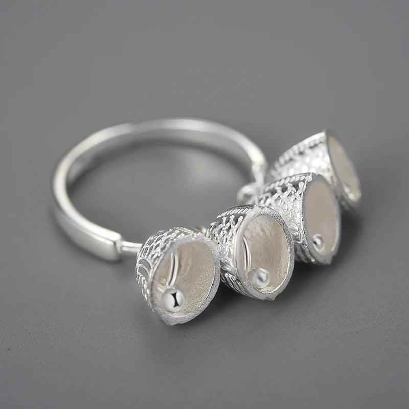 LFJD0041 Fish Bell Charm Ring: 925 Sterling Silver Finger Jewelry - Touchy Style .