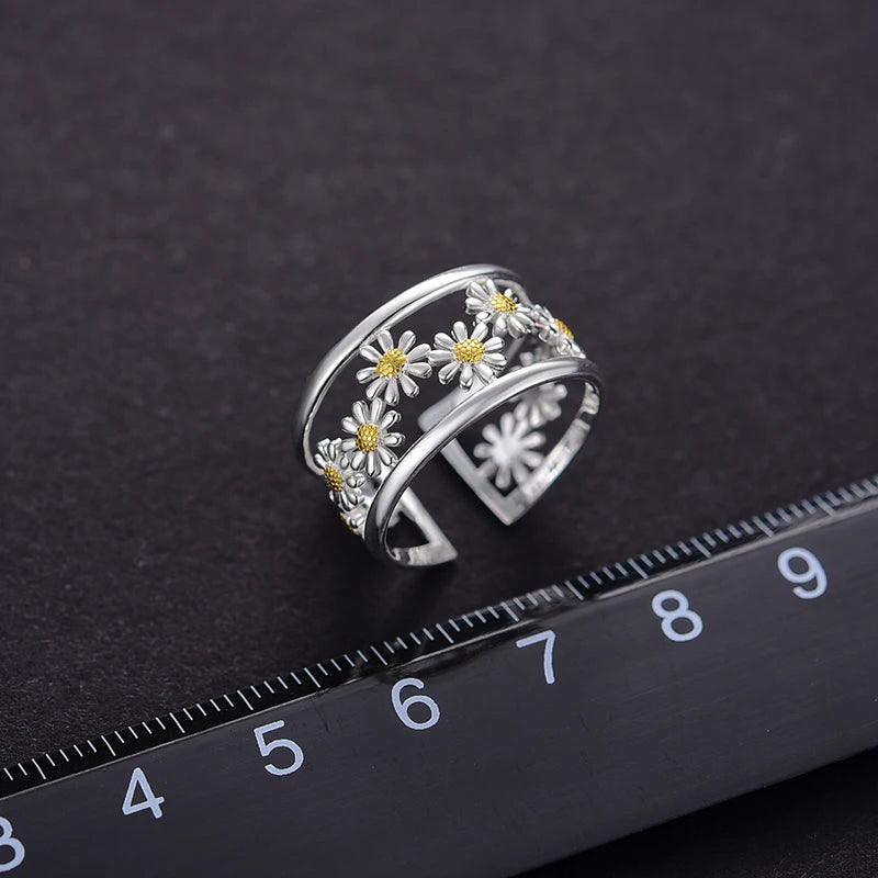 LFJD0150: Little Flowers Charm Sterling Silver Rings Jewelry - Touchy Style .