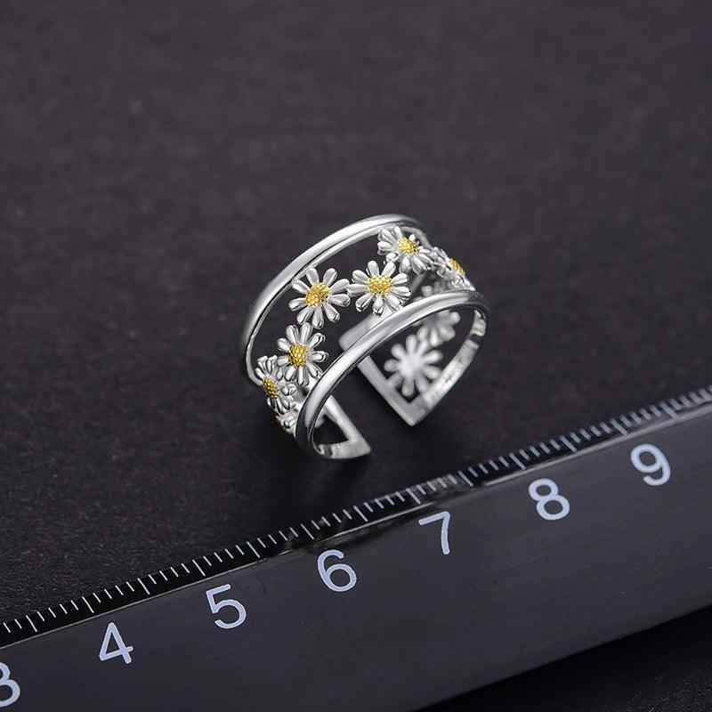 LFJD0150: Little Flowers Charm Sterling Silver Rings Jewelry - Touchy Style .