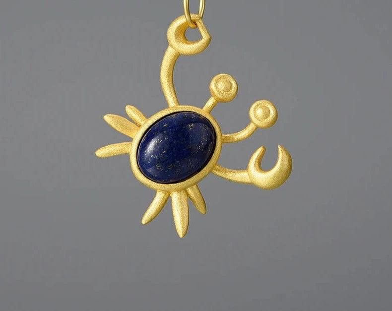 LFJE0200 Necklace Charm Jewelry - 925 SS - Big Amazonite Stone - Crab Pendant - Touchy Style