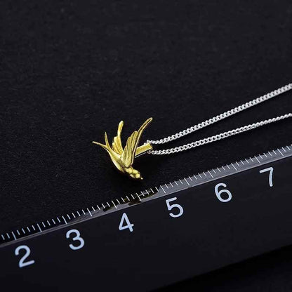 LFJE0201 Exquisite Small Swallow Necklace Charm - 925 Sterling Silver Jewelry - Touchy Style