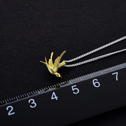 LFJE0201 Necklace Charm Jewelry - 925 Sterling Silver Exquisite Small Swallow Pendant - Touchy Style